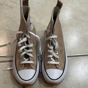 High-Top Tan Sneakers